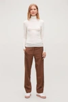 Cos Fine Roll-neck Wool Top In White