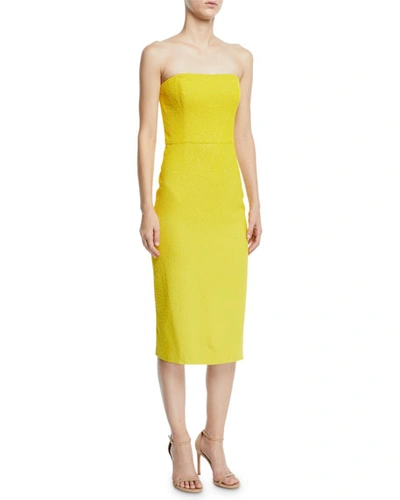 Ahluwalia Yria Shimmery Strapless Knee-length Gown In Yellow
