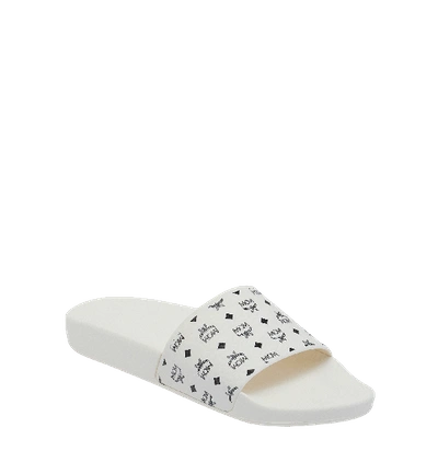 Mcm Men's Monogram Print Rubber Slides In Wt