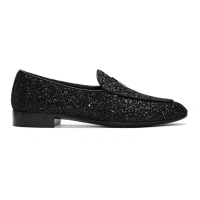 Giuseppe Zanotti Glitter Encrusted Smoking Slipper In Black