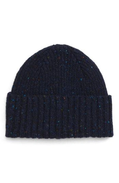 Drake's Drakes Donegal Wool Beanie - Blue In Navy