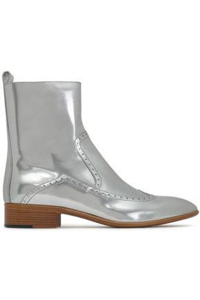 Maison Margiela Woman Metallic Leather Ankle Boots Silver