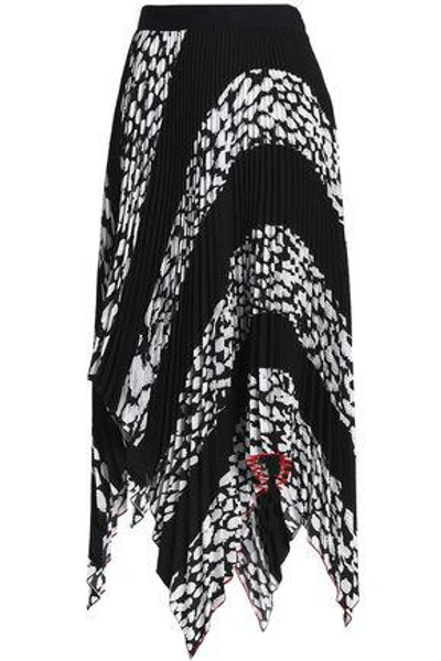 Proenza Schouler Woman Asymmetric Pleated Printed Woven Skirt Black