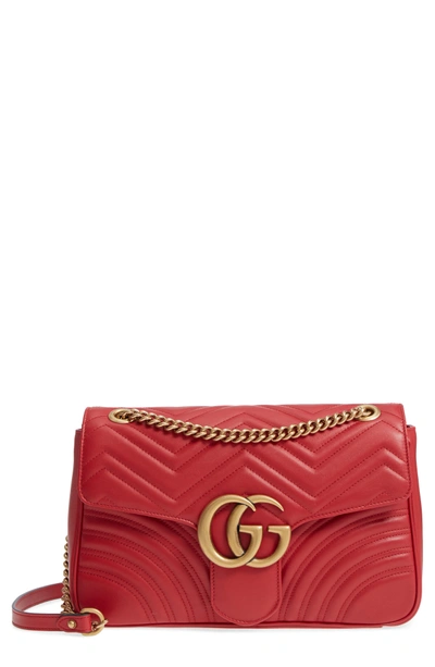 Gucci Medium Gg Marmont 2.0 Matelasse Leather Shoulder Bag - Red In Hibiscus Red