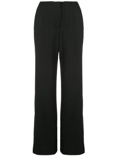 Proenza Schouler Wool-blend Twill Wide-leg Trousers In Black