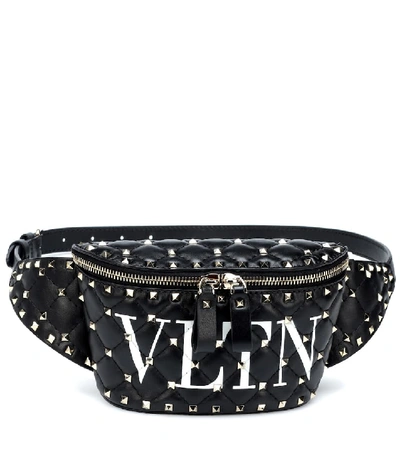 Valentino Garavani Spike Embellished Vltn Leather Belt Bag In Black