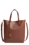 Saint Laurent Toy Leather Tote Bag With Shoulder Strap In Brandy Old