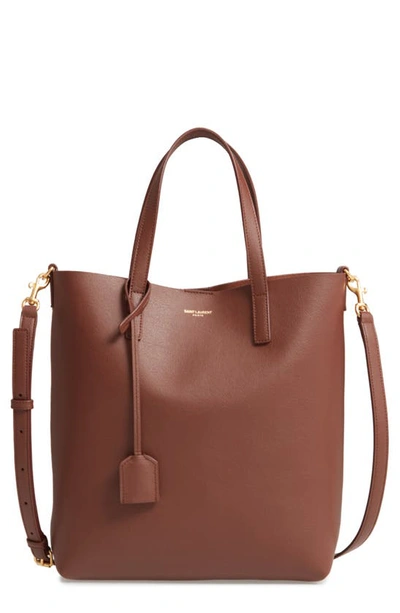 Saint Laurent Toy Leather Tote Bag With Shoulder Strap In Brandy Old