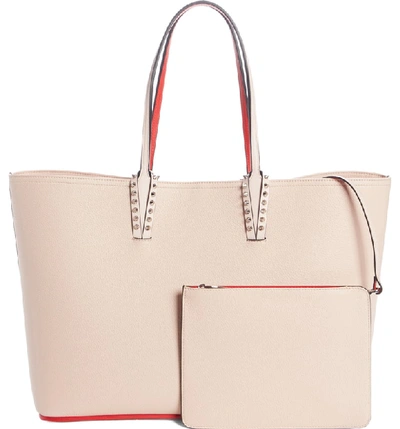 Christian Louboutin Cabata Calfskin Leather Tote - Beige In Pink