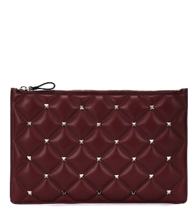 Valentino Garavani Large Candystud Leather Pouch - Red In Rubino