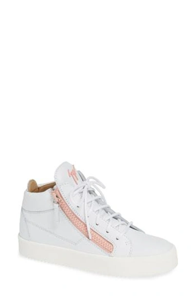 Giuseppe Zanotti May London High Top Sneaker In White/ Pink