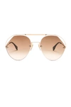 Fendi 56mm Semi Rimless Round Aviator Sunglasses In Brown