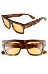 Tom Ford Fausto 53mm Flat Top Sunglasses In Shiny Havana/ Brown