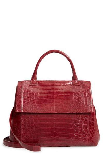 Nancy Gonzalez Medium Sophie Genuine Crocodile Top Handle Bag - Red In Red Shiny