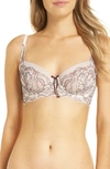 Skarlett Blue 'minx' Unlined Lace Demi Underwire Bra In Meringue/ Brick