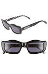 Moschino 51mm Rectangle Sunglasses In Black Pattern White