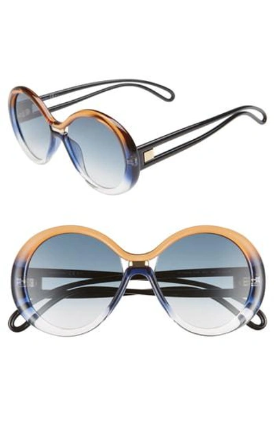 Givenchy 56mm Round Sunglasses In Brown Blue