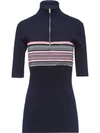 Prada Striped Half Sleeve Turtleneck Sweater - Blue