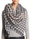 Jane Carr Houndstooth Scarf In Gray