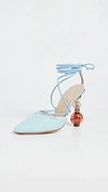 Jacquemus  Tie-detailed Accent Heel Portofino Pumps In Light Blue