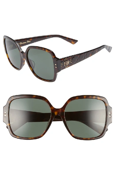 Dior Stud 57mm Special Fit Square Sunglasses - Dark Havana