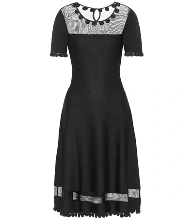 Oscar De La Renta Wool And Silk-blend Midi Dress In Black