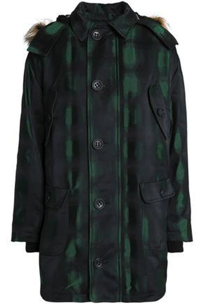 Red Valentino Woman Faux Fur-trimmed Quilted Shell Hooded Down Jacket Dark Green
