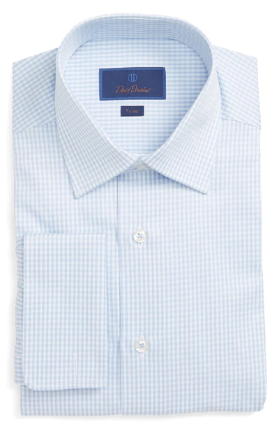 David Donahue Men's Trim-fit Classic Gingham Dress Shirt With French Cuffs In Sky