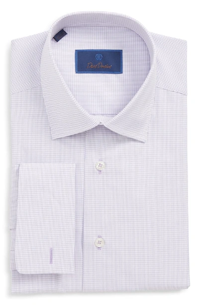 David Donahue Men's Regular-fit Micro-gingham Dress Shirt With French Cuffs In Lilac