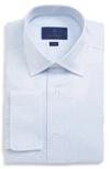 David Donahue Men's Trim-fit Micro-dobby Dress Shirt With French Cuffs In Sky