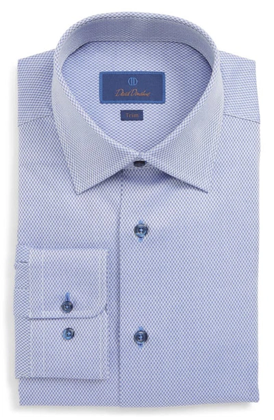 David Donahue Men's Trim-fit Tonal Box Dress Shirt, Blue