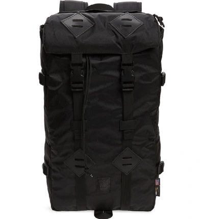 Topo Designs Klettersack Cordura & Diamond Pattern Nylon Backpack In X-pac Black/ Ballistic Black
