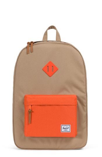 Herschel Supply Co. Heritage Backpack - Beige In Kelp/ Vermillion Orange |  ModeSens