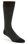 Pantherella Houndstooth Wool Blend Socks In Chocolate