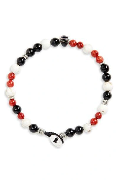 Mikia Stone Bead Bracelet In Obsidian/ Coral/ Magnesite