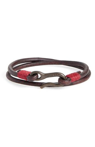 Caputo & Co Leather Wrap Bracelet In Dark Brown