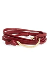Miansai Gold Hook Leather Bracelet In Burgundy