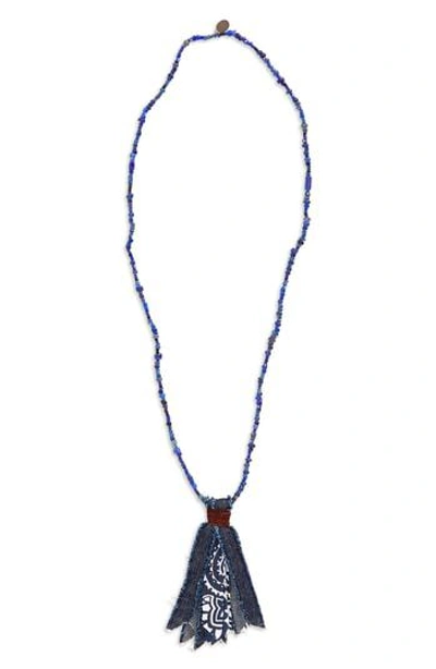 Mikia Bandana Pendant Necklace In Vintage Glass Beads