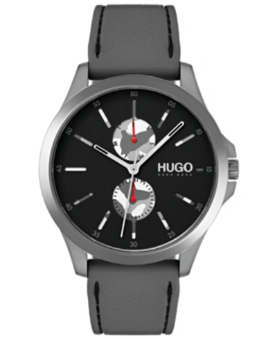 Hugo Men's #jump Gray Rubber Strap Watch 41mm In Black