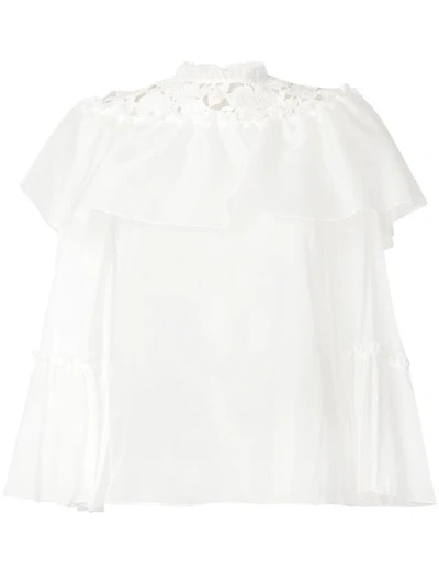 Giambattista Valli Lace Panel Blouse In White