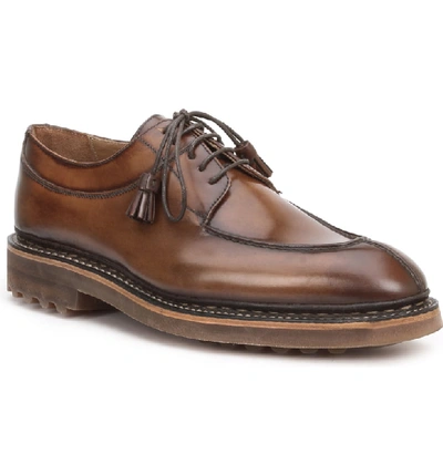 Bruno Magli Men's Camino Split-toe Leather Derby Shoes W/ Decorative Tassels In Cognac
