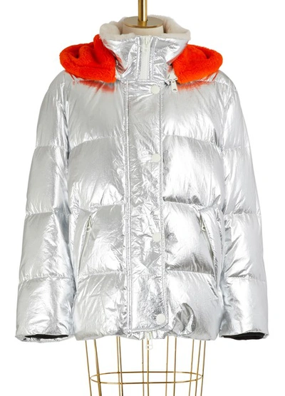 Yves Salomon Fur-lined Ultra-light Puffer Jacket In Silver Tropical Juice