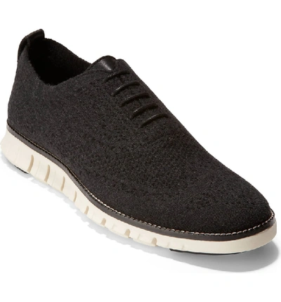 Cole Haan Zerogrand Stitchlite Wool Oxfords In Black