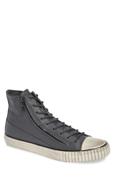 John Varvatos Bootleg Sneaker In Grey Coated Linen