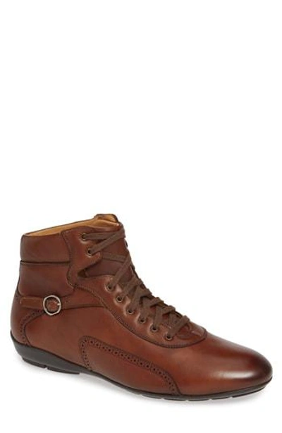 Mezlan Pasquale High Top Sneaker In Cognac Leather