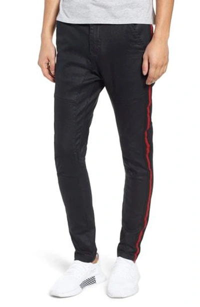 Nxp Baseline Taped Skinny Fit Jeans In Wax Black Red Stripe
