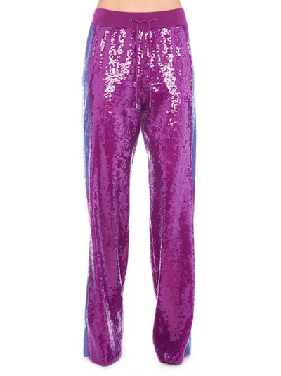 Alberta Ferretti Sequinned Side Strap Pants In Purple