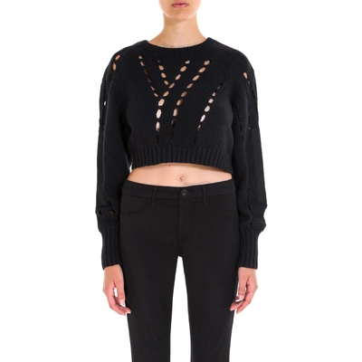 Alexander Wang T T By Alexander Wang Cut Out Design Cropped Sweater In Black