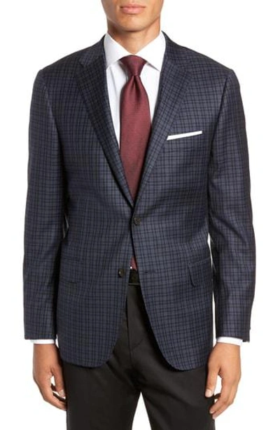 Hickey Freeman Classic Fit Plaid Wool Sport Coat In Navy