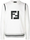Fendi Ff Logo Sweatshirt In White